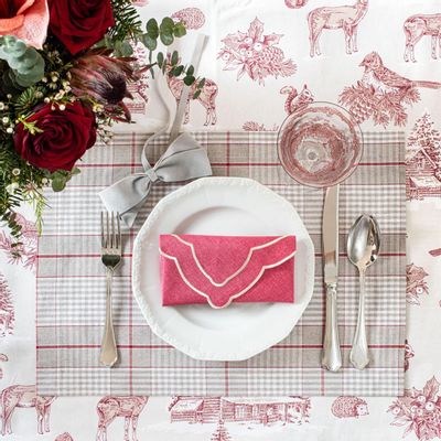 Linge de table textile - Nappe de table Toile de Jouy Red Forest - 140 cm x 200 cm - ROSEBERRY HOME