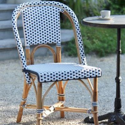 Chairs - Lyon Rattan Bistro Chair - Square, Small - White/Navy Blue - BONNECAZE ABSINTHE & HOME
