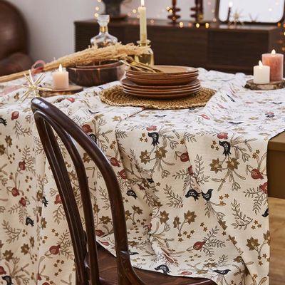 Table linen - Ivory Grenades - Printed mestizo tablecloth (cotton and linen) - COUCKE