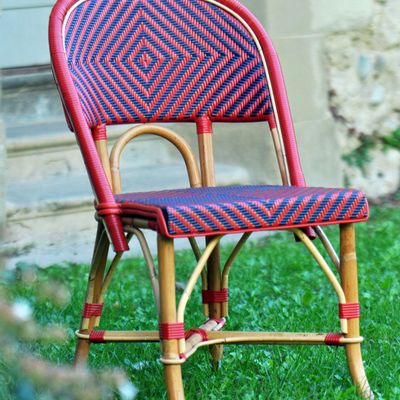 Chairs - Valence Rattan Bistro Chair - Diamonds, Large - Red/Navy Blue - BONNECAZE ABSINTHE & HOME
