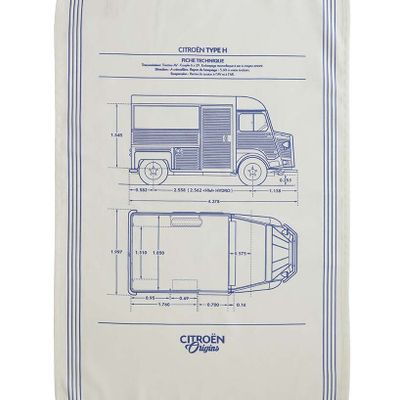 Tea towel - Citroën® Type H - Printed cotton tea towel - COUCKE