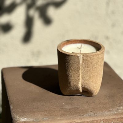 Decorative objects - NATURAL SCENTED CANDLE IN RED STONEWARE - SPICY ORANGE - CLAIRE POUJOULA