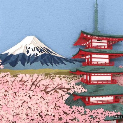 Stationery - SCENERY Mt.Fuji with Cherry blossoms - OMOSHIROI BLOCK