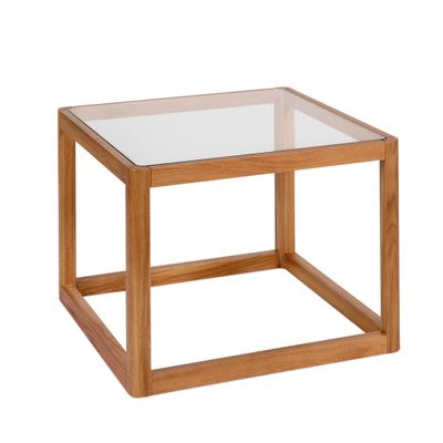 Decorative objects - MU73205 Glass and oak wood table 60x60x45 cm - ANDREA HOUSE