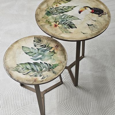 Tables basses - Ensemble de table basse décorée à la main (double) - FORADA HOME & STYLE