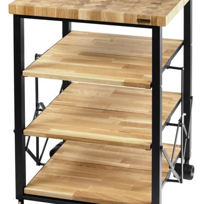 Kitchens furniture - FOLDY Foldable kitchen trolley in solid oak wood - LEGNOART