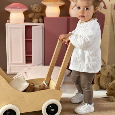 Toys - Beech pram with natural fabric - EGMONT TOYS