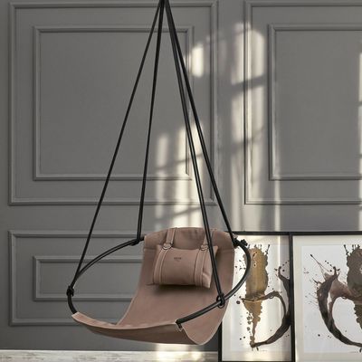 Outdoor decorative accessories - Faux Leather Hanging Chair – Mink - MERN LIVING