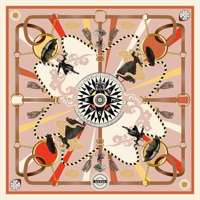 Scarves - Carré Soie 70 - The Compass - Pink - ANTAN CRÉATIONS