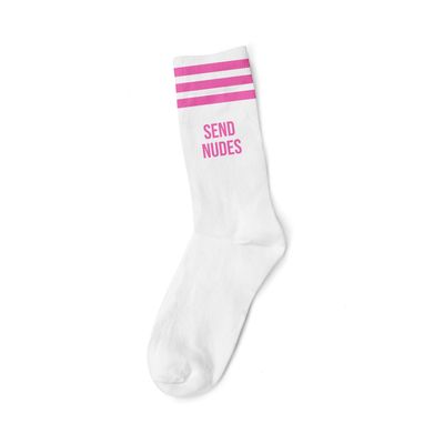 Socks - SEND NUDES PINK - WHITE SOCKS - MOTHER SOCKER