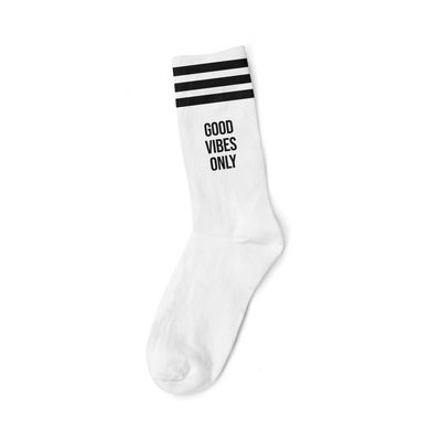 Socks - GOOD VIBES ONLY BLACK - WHITE SOCKS - MOTHER SOCKER