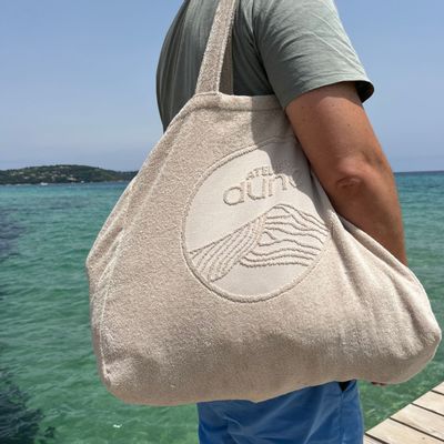 Bags and totes - Maxi Totebag in 100% certified organic cotton sponge - Sand - ATELIER DUNE
