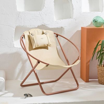 Transats - Chaise Pliante Italienne En Similicuir - Beige - MERN LIVING