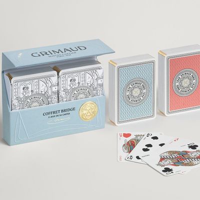 Coffrets et boîtes - N°300 – Coffret Bridge 2 jeux de 54 cartes avec indices anglais - GRIMAUD PARIS