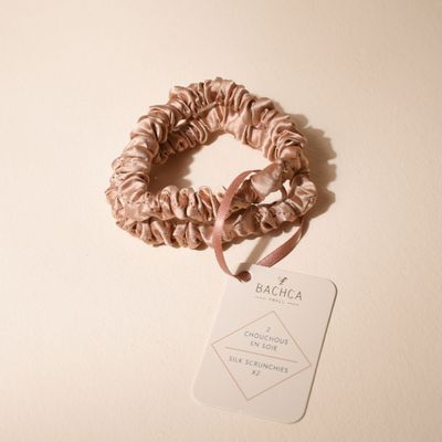 Hair accessories - Pink silk scrunchie x2 - BACHCA