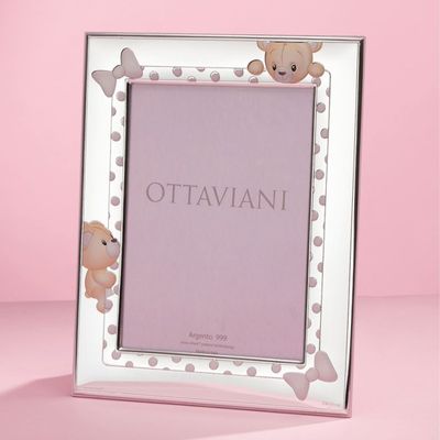 Objets de décoration - Cadre photo pour petite fille avec argent Miro Silver \ « Orsacchiotta - OTTAVIANI
