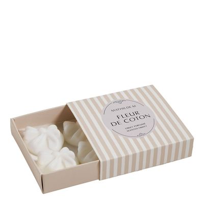 Diffuseurs de parfums - Boîte de 4 décors fondants en cire parfumée C?ur Noeud - Fleur de Coton - MATHILDE M.