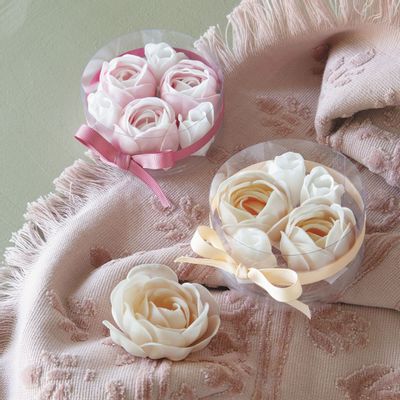 Savons - Coffret de 3 camélias et 3 roses de savon nude - Parfum Rose - MATHILDE M.