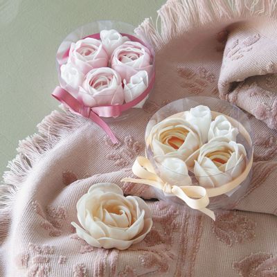 Soaps - Box of 3 camellias and 3 pink soap roses - Rose perfume - MATHILDE M.