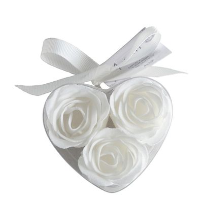Soaps - Heart box of 3 white soap roses - Rose perfume - MATHILDE M.