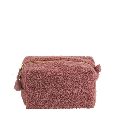 Clutches - Bouclette pink rectangular toiletry bag - Small model - MATHILDE M.