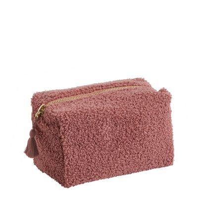 Clutches - Bouclette pink rectangular toiletry bag - Small model - MATHILDE M.