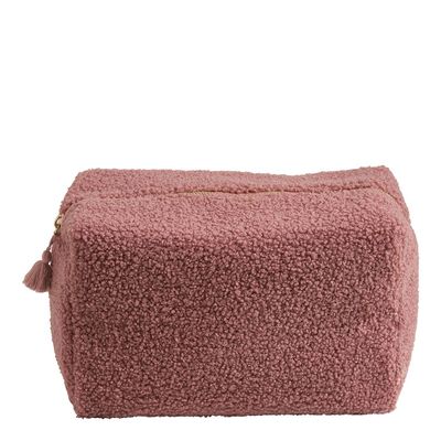 Clutches - Bouclette pink rectangular toiletry bag - Large model - MATHILDE M.