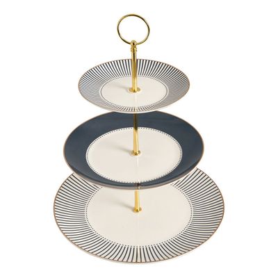 Assiettes de réception - Porte-douceurs 3 étages Madame de Récamier - Gris - MATHILDE M.