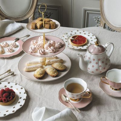 Assiettes de réception - Porte-douceurs 3 étages Madame de Récamier - Gris - MATHILDE M.