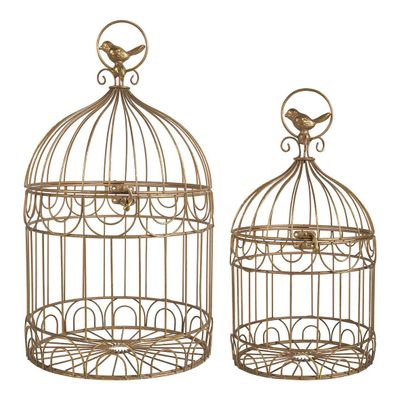 Children's decorative items - Set of 2 gold metal bird cages - MATHILDE M.