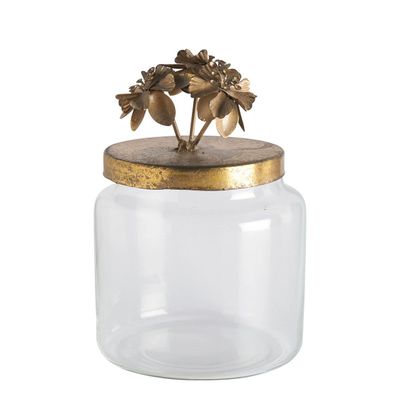 Objets de décoration - Bonbonnière Idylle florale en verre et métal doré - Petit modèle - ø 9,5 x 16 cm - MATHILDE M.