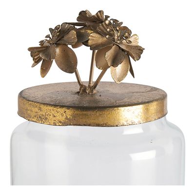 Objets de décoration - Bonbonnière Idylle florale en verre et métal doré - Petit modèle - ø 9,5 x 16 cm - MATHILDE M.