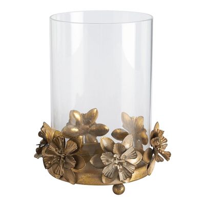Decorative objects - Floral Idylle tealight holder in glass and gold metal - MATHILDE M.
