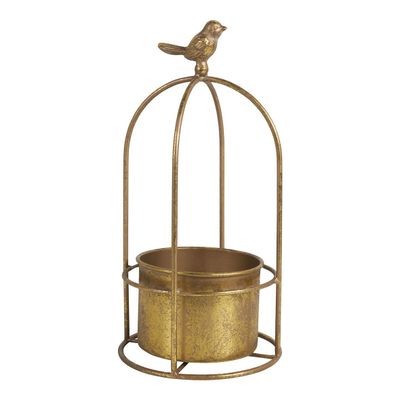 Objets de décoration - Cache-pot Cage à oiseau en métal doré - Grand modèle - ø 18 x 34 cm - MATHILDE M.