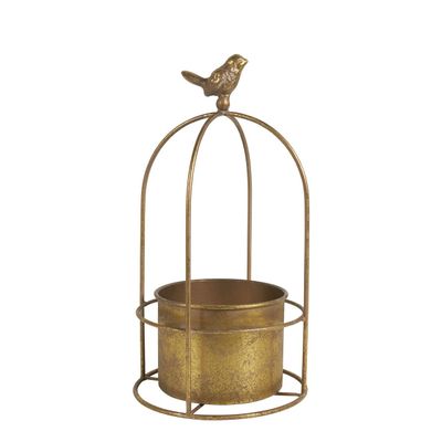 Decorative objects - Bird cage pot holder in gold metal - Small model - ø 14 x 29 cm - MATHILDE M.