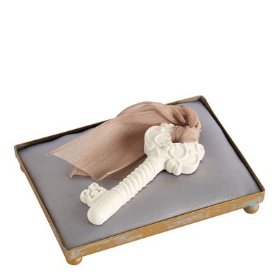 Platter and bowls - Rectangular upholstered tray for scented decor - Gray - MATHILDE M.