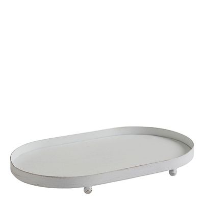 Plats et saladiers - Plateau ovale en métal blanc - 25 x 15 x 2,5 cm - MATHILDE M.