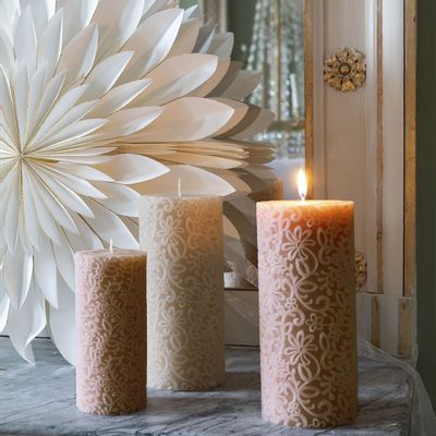 Bougies - Bougie décorative Fleur rose foncé - Grand modèle - H. 20 cm - MATHILDE M.