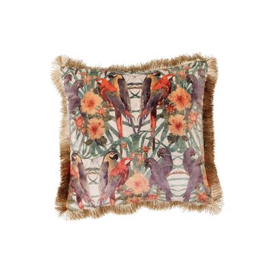 Fabric cushions - Cushion small fringes birds of paradise - CHEHOMA