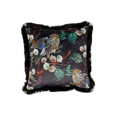 Fabric cushions - Black cushion birds of paradise - CHEHOMA