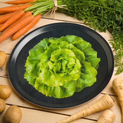 Trays - Round designer serving tray - Trompe-l'oeil lettuce 38 cm - MONBOPLATO