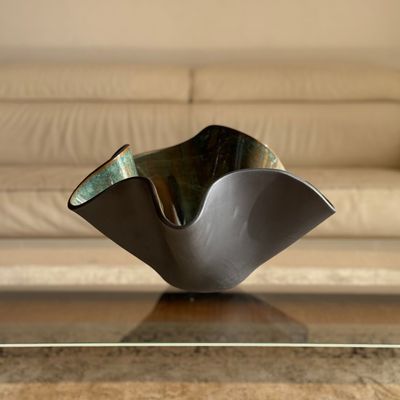 Decorative objects - LARGE WAVY BOWL - BLACK FIORE COLLECTION - CLAIRE POUJOULA