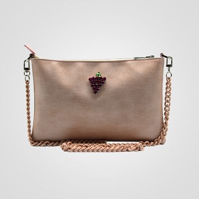 Bags and totes - Bustina, artisanal Pochette with chain and embroidery - CORDINI RITA BY ILARIA RICCI