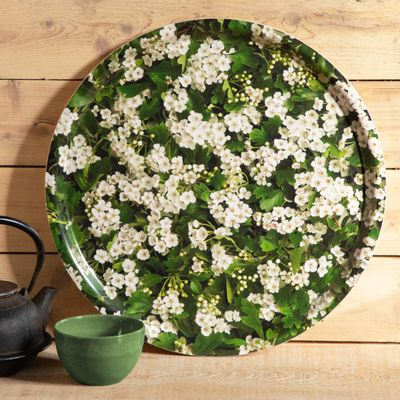 Plateaux - Round designer serving tray - Spring flowers 38 cm - MONBOPLATO