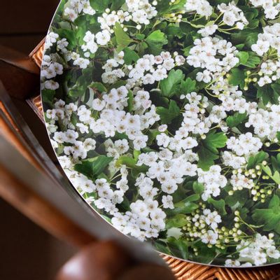 Trays - Round wooden serving tray - Spring flowers 38 cm - MONBOPLATO