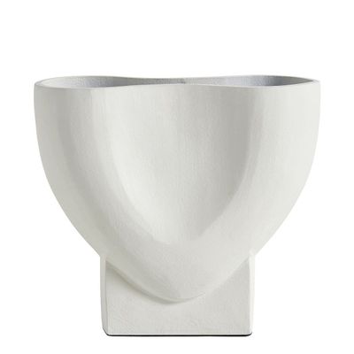 Vases - Vase CELESTE en métal blanc - Petit modèle - H. 21 cm - BLANC D'IVOIRE