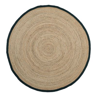 Tapis - Tapis CERCLE rond en jute ourlé noir - ? 200 cm - BLANC D'IVOIRE