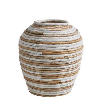 Objets de décoration - Jarre décorative GOA en abaca - Naturel et blanc - BLANC D'IVOIRE