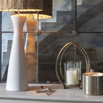 Candlesticks and candle holders - OVAE tealight holder in antique brass finish metal - Large model - H. 39 cm - BLANC D'IVOIRE