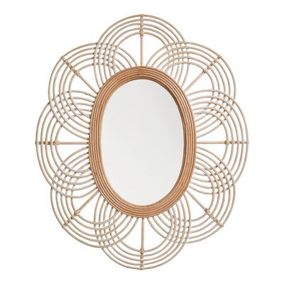 Mirrors - SOLEDAD oval rattan mirror - ø 80 x 61 cm - BLANC D'IVOIRE